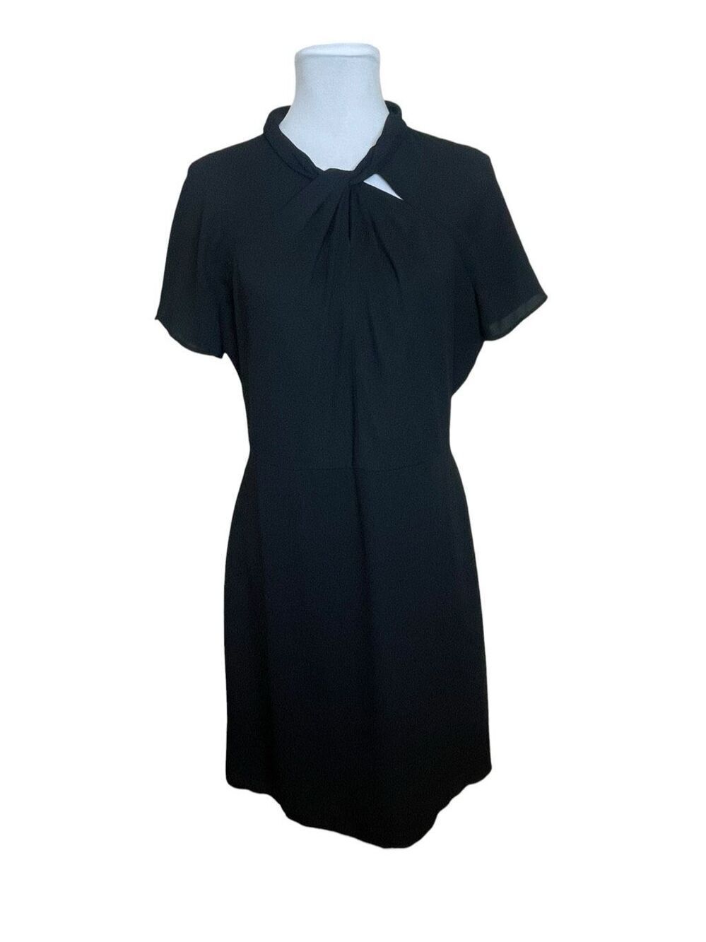 Banana Republic Factory Twisted Mock Neckline Short Sleeve Dress Black Size 10